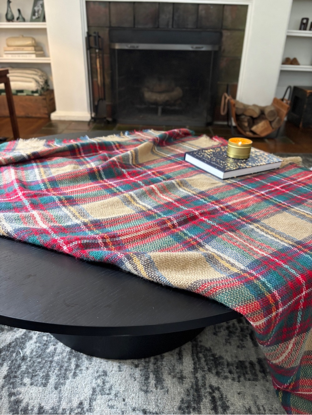 Altar'd State Plaid Wrap Scarf - Large Fringe Red, Green, and Cream - Picture 13 of 13